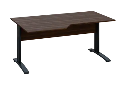 EZK 18 - 166 stůl kancelářský, rohový, levý, kovová podnož černá, deska 18 mm, široký 1600 mm, ořech královský